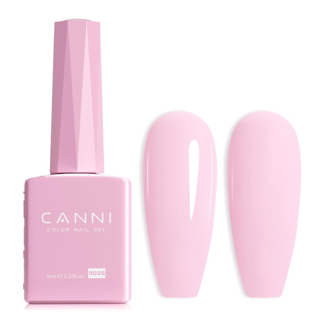 CANNI Light Pink Gel Nail Polish, 1Pcs Nude Pink Gel Polish Baby Pink Color Nail Polish Gel High Gloss Soak Off U V Gel Nail French Nail Manicure Salon DIY