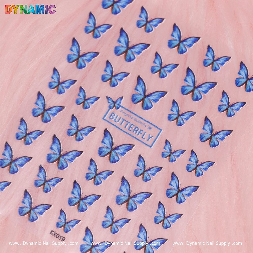 Blue Butterfly Nail Stickers for Salon Workflow