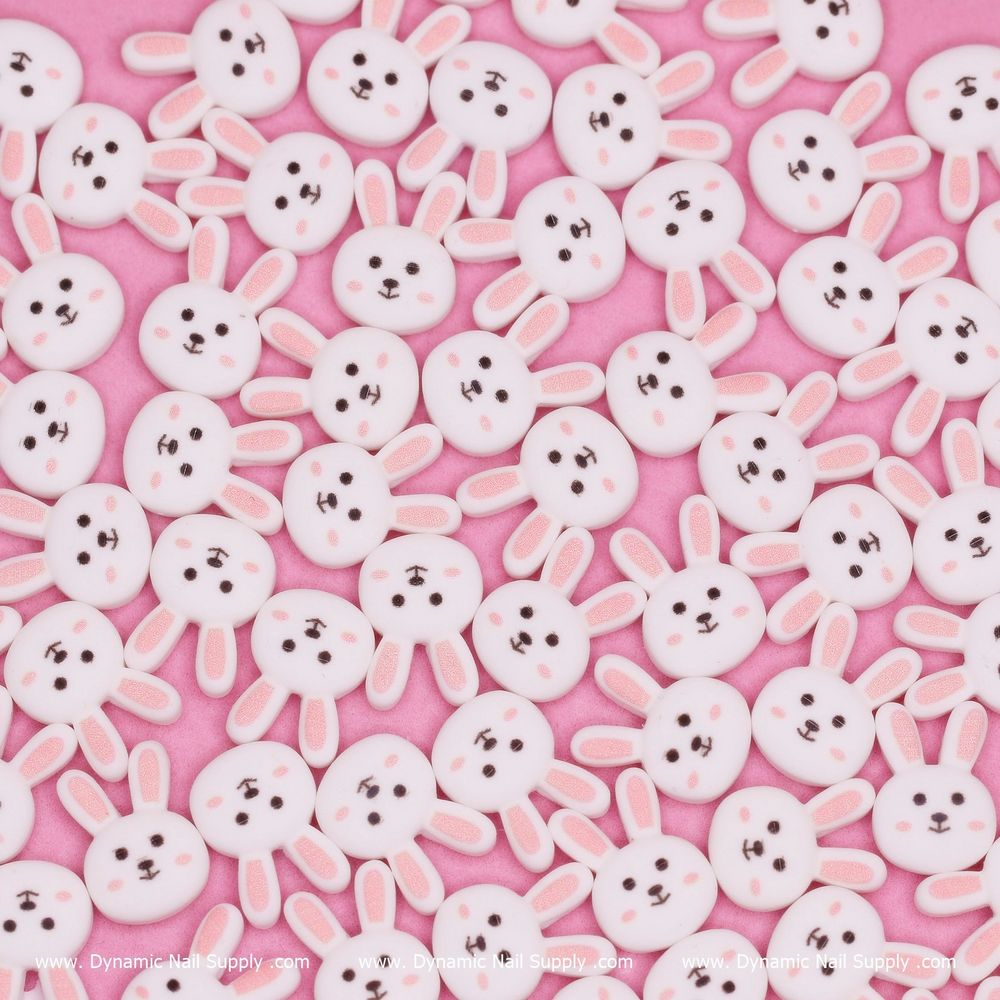 Pink Bunny Nail Charms — 100 Cony Rabbit Accents