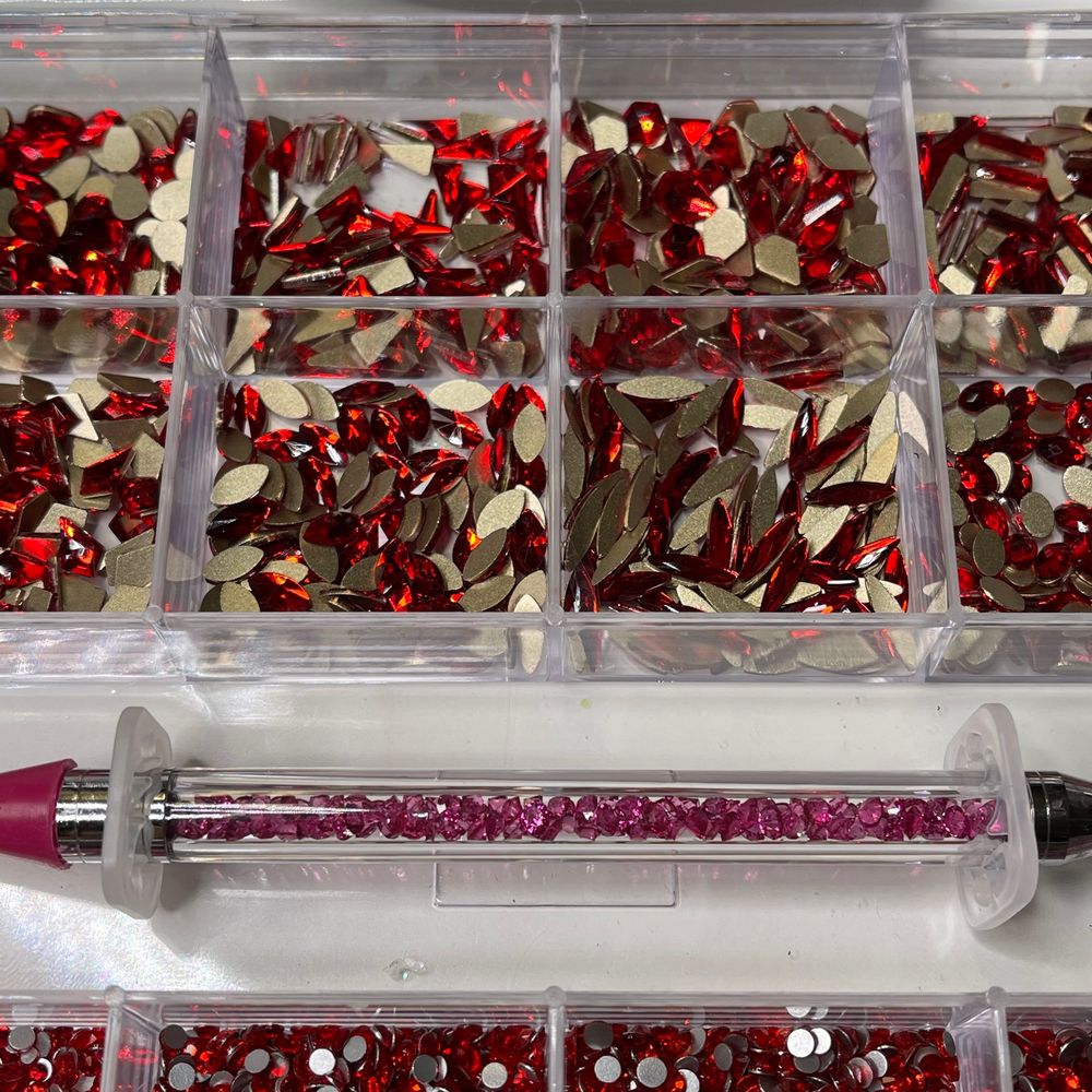red multi-shape nail rhinestone kit - 5