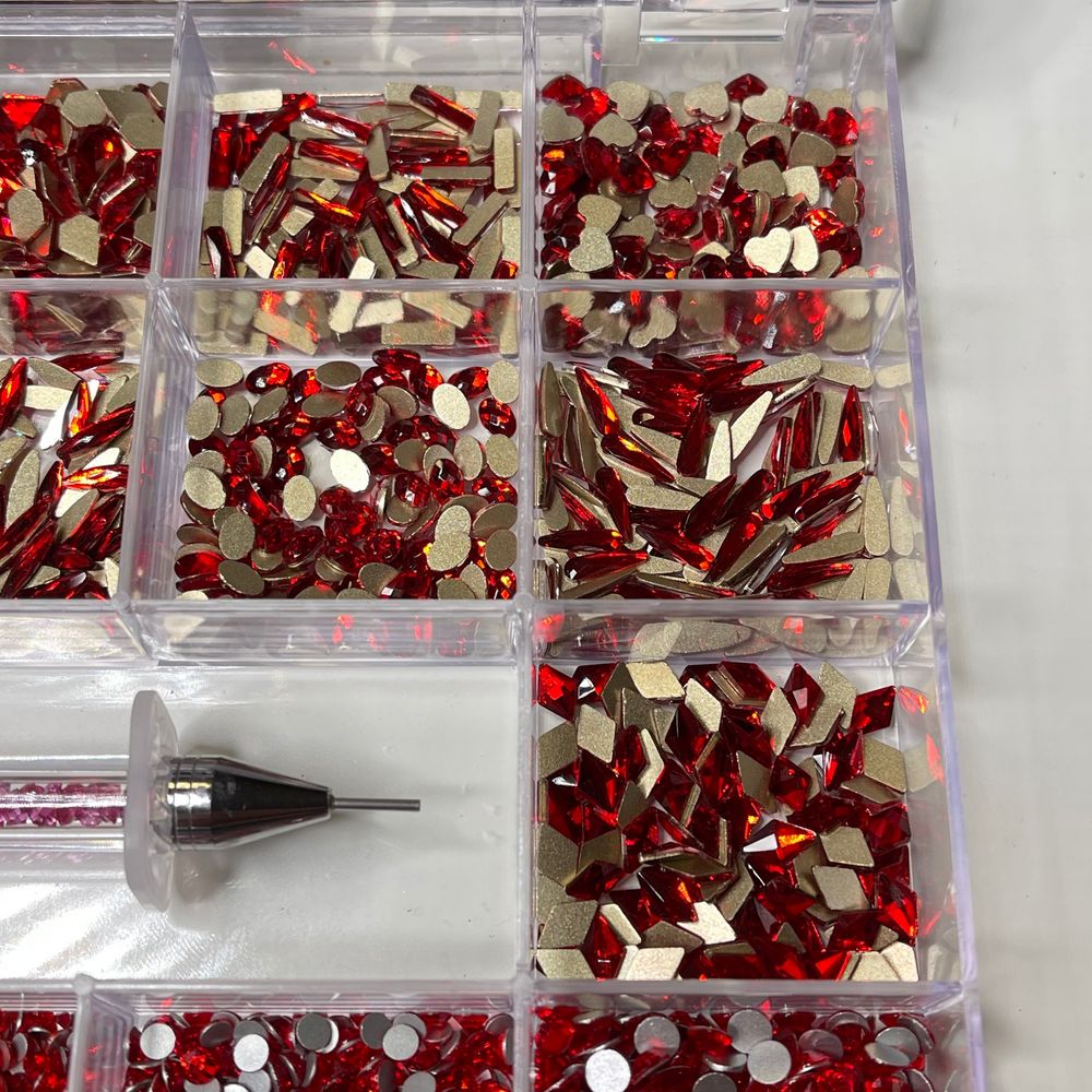 red multi-shape nail rhinestone kit - 6