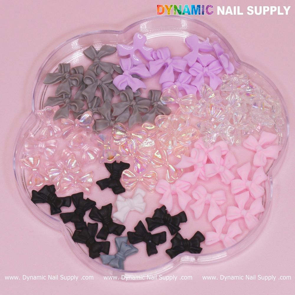 mixed resin bow nail charms - 2