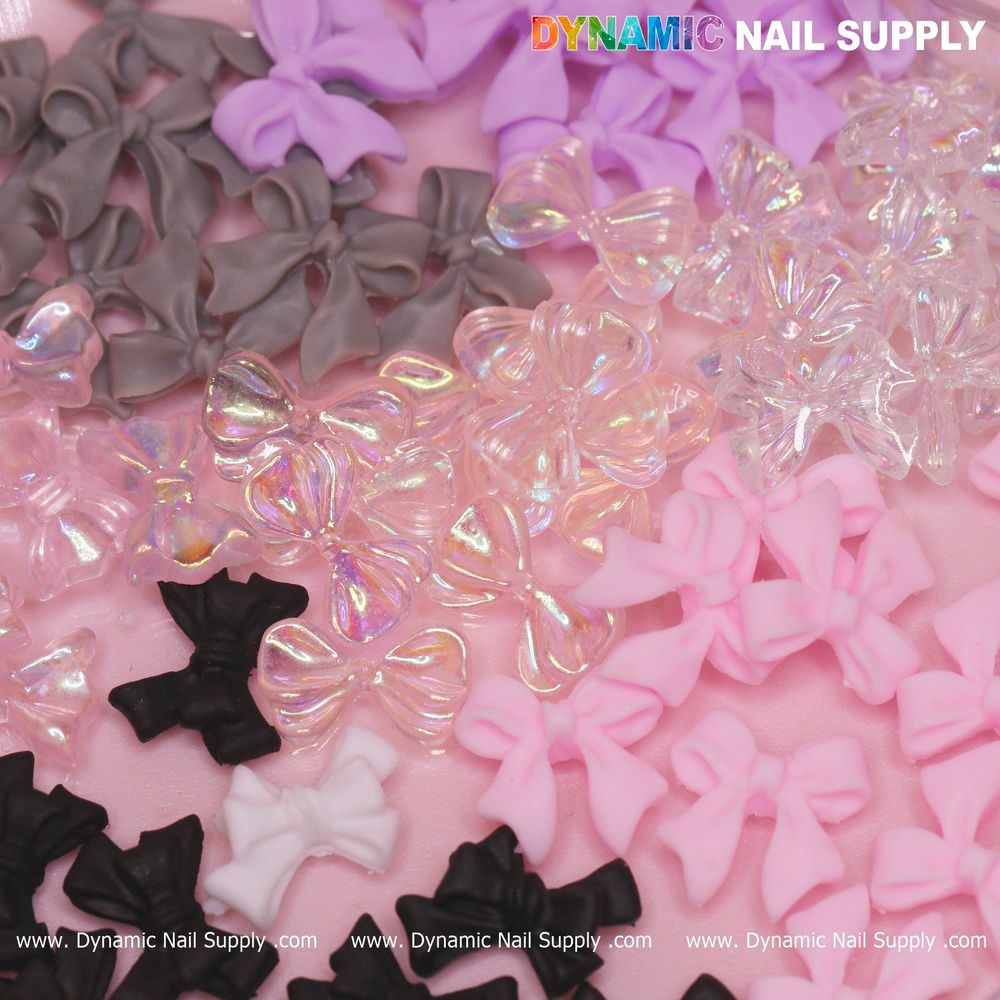 mixed resin bow nail charms - 5