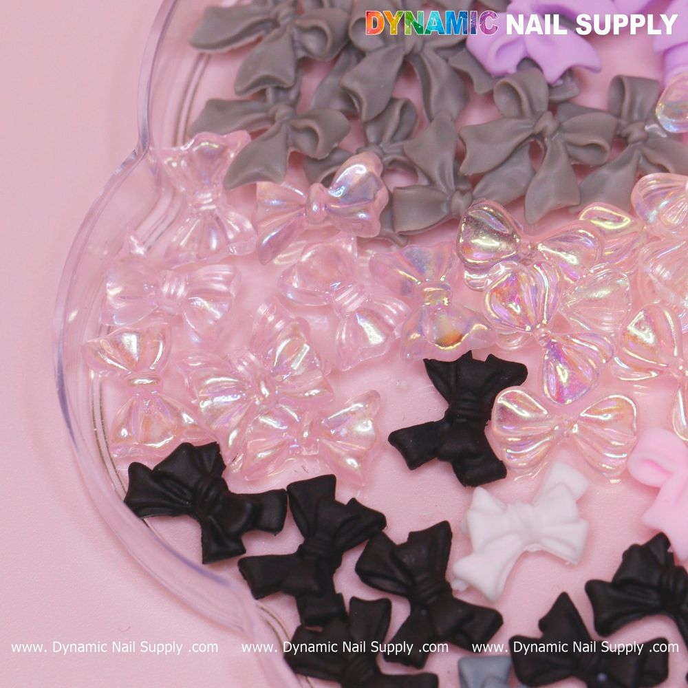 mixed resin bow nail charms - 6